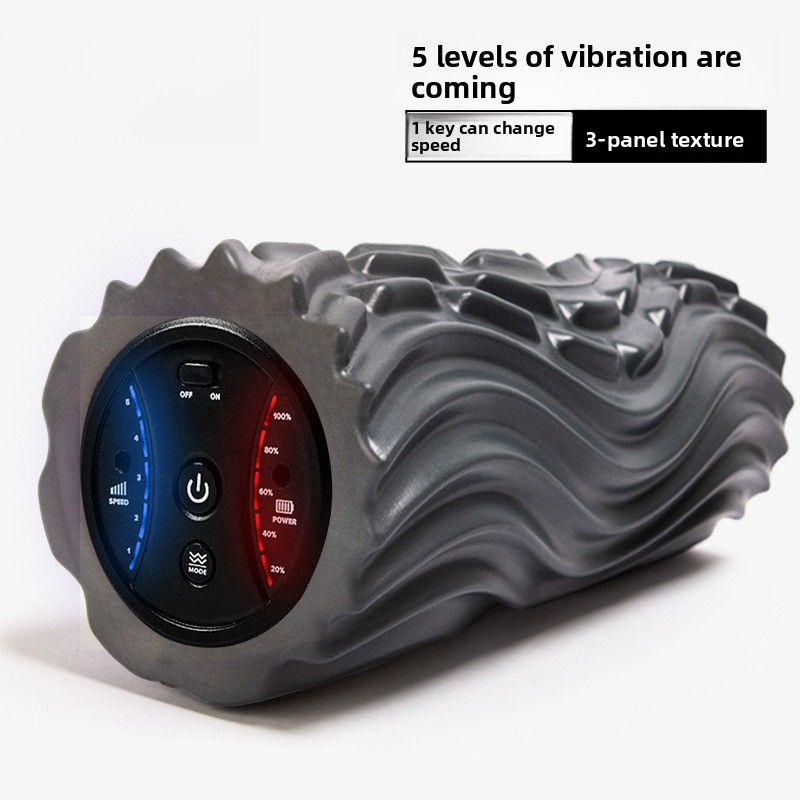 Yoga Fitness Massage - Yoga-Säule Yoga-Ausrüstung Elektrische Schaumstoffrolle 5-Gang-Vibrationsmassage Gewellte