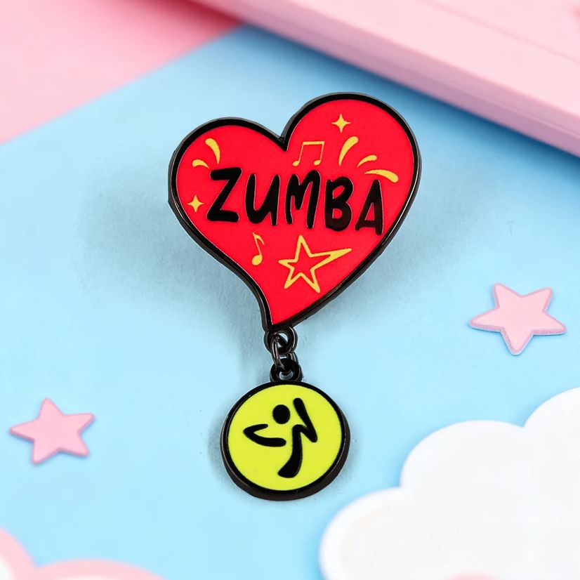 Zumba & Yoga Fitness By Anushree Pune Reviews - Zumba Herzförmige Emaille-Brosche, Tanzstern, Musik, Anstecknadel,